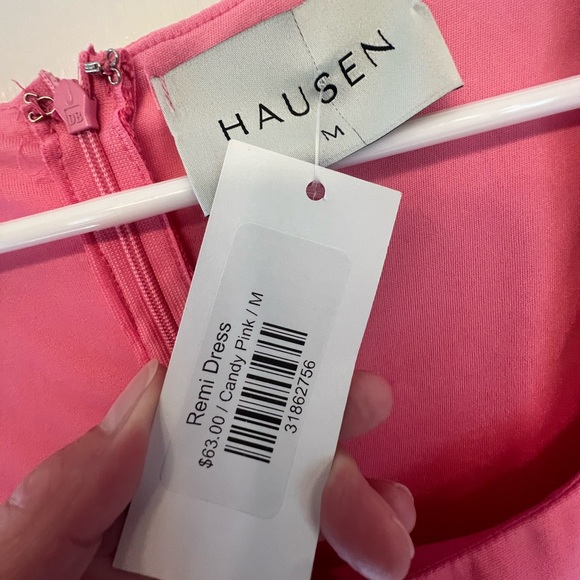 NWT Hausen Candy Pink Puff Sleeve Remi Dress, size medium - Picture 4 of 8